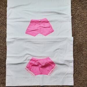 Vintage HIS HERS Pillow Case Cover SET of 2 Pink Bloomers 28x20 Inch